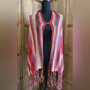 NWT Colorful Striped Crochet Shawl
